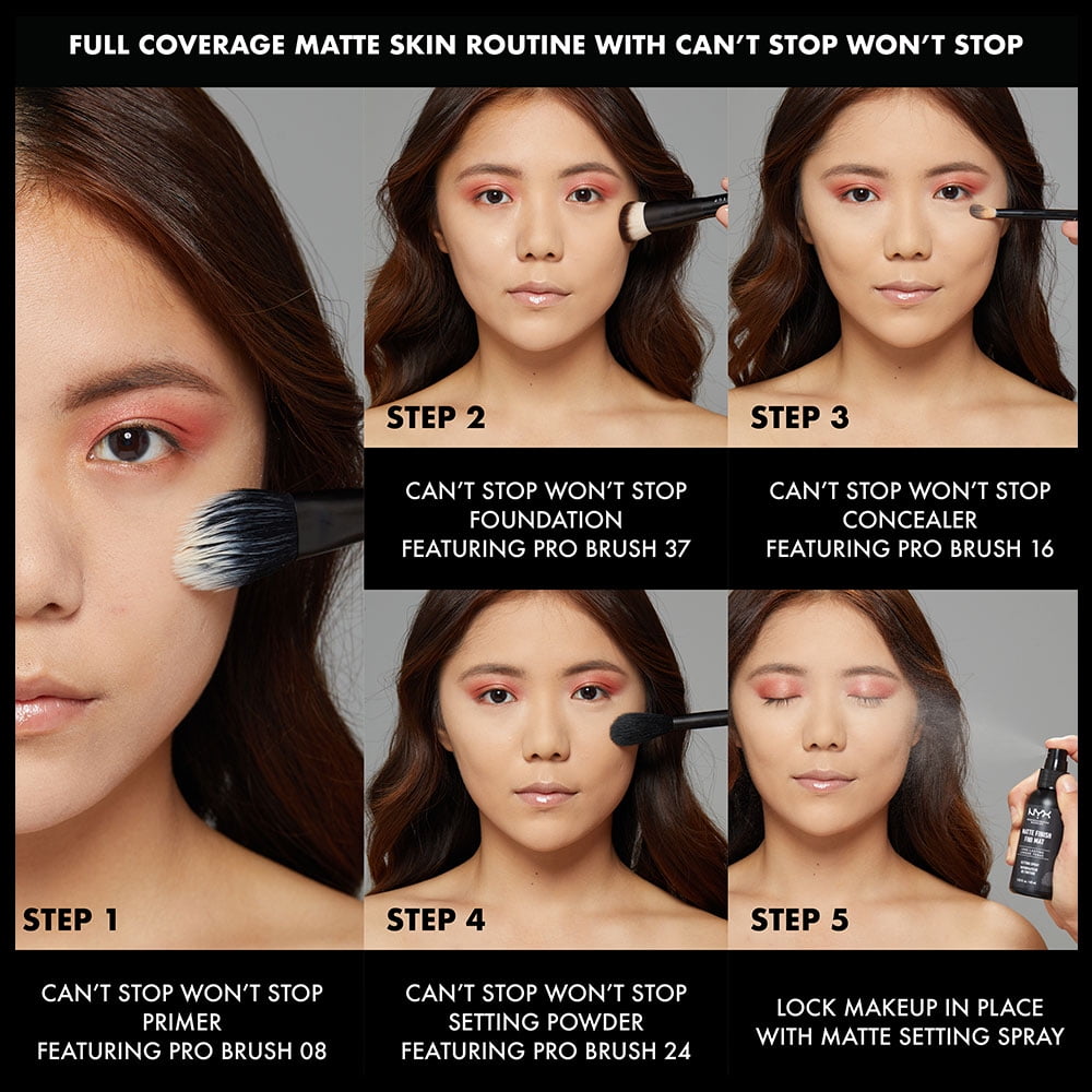 NYX Professional Makeup Can't Stop Won't Stop 24hr Full Coverage Liquid Foundation, Matte Finish, Waterproof, Vanilla, 1 fl oz