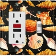 thumbnail image 1 of Metal Light Switch Wall Plate Outlet Cover (Colorful Sea Shells Pattern Black - Single Rocker Single Toggle), 1 of 2