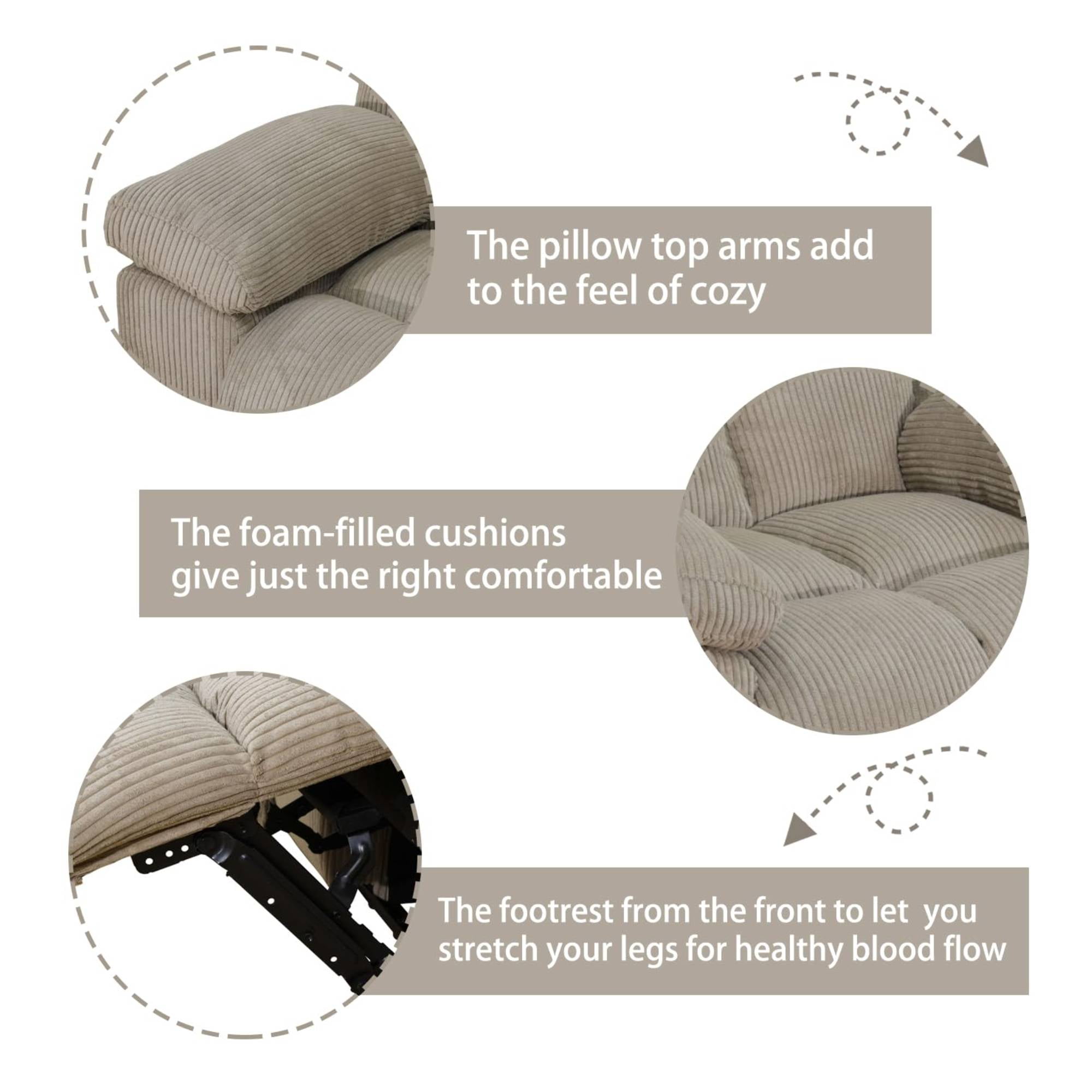 Manual Recliner Loveseat, Overstuffed Recliner with Cup Holder, Comfy Reclining 2 Seater Sofa for Living Room, Dark Brown