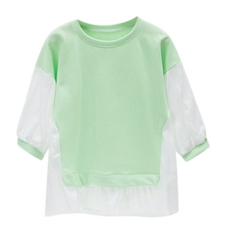 

Zlekejiko Kids Children Toddler Girls Patchwork Long Sleeve Princess Dress Sweatshirt Blouse Tops Outfits Clothes