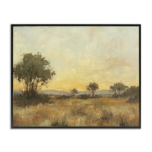 Stupell Industries Honey Hued Horizon Landscape & Nature Painting Black Framed Art Print Wall Art, 14 x 11