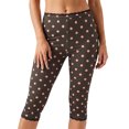 thumbnail image 1 of Pantalones capri para mujer, cintura elástica con ribete de encaje, largo 3/4, estilo cropped, para uso diario informal., 1 of 9