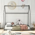thumbnail image 2 of Bellemave Wood Twin House Bed Frame, Montessori Floor Bed  (Gray), 2 of 8