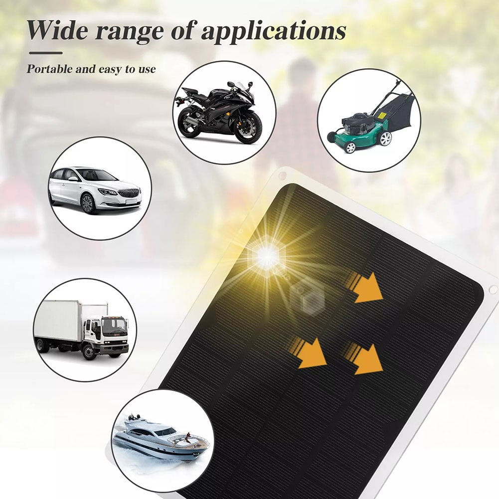 Whatever You Like-Portable 20W 12V Solar Panel Battery Charger Kit for Car, Van, Caravan, Boat - Weatherproof Trickle Charger with USB & DC Output, Clips Included"}