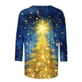 thumbnail image 4 of Xdegoge Sparkle Christmas Tops for Women 3/4 Sleeve Xmas Tree Print Crew Neck T Shirt Dressy Casual Holiday Blouses Tunic Funny Family Party Tee Shirts, 4 of 5