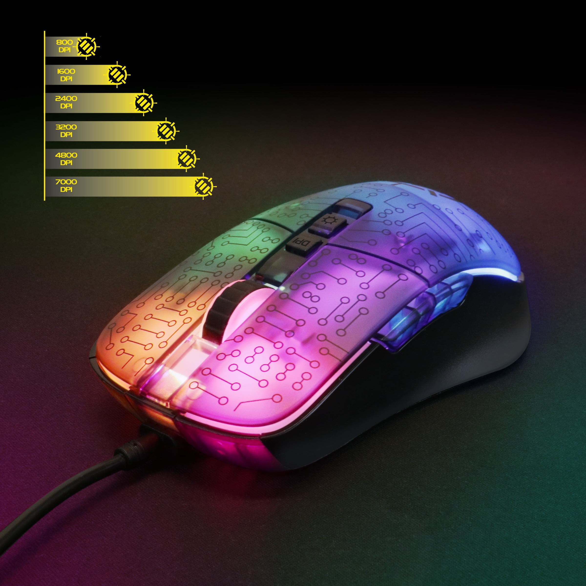 ENHANCE Voltaic 2 Gaming Mouse - Computer Mouse with 7 Programmable Buttons, Software Included
