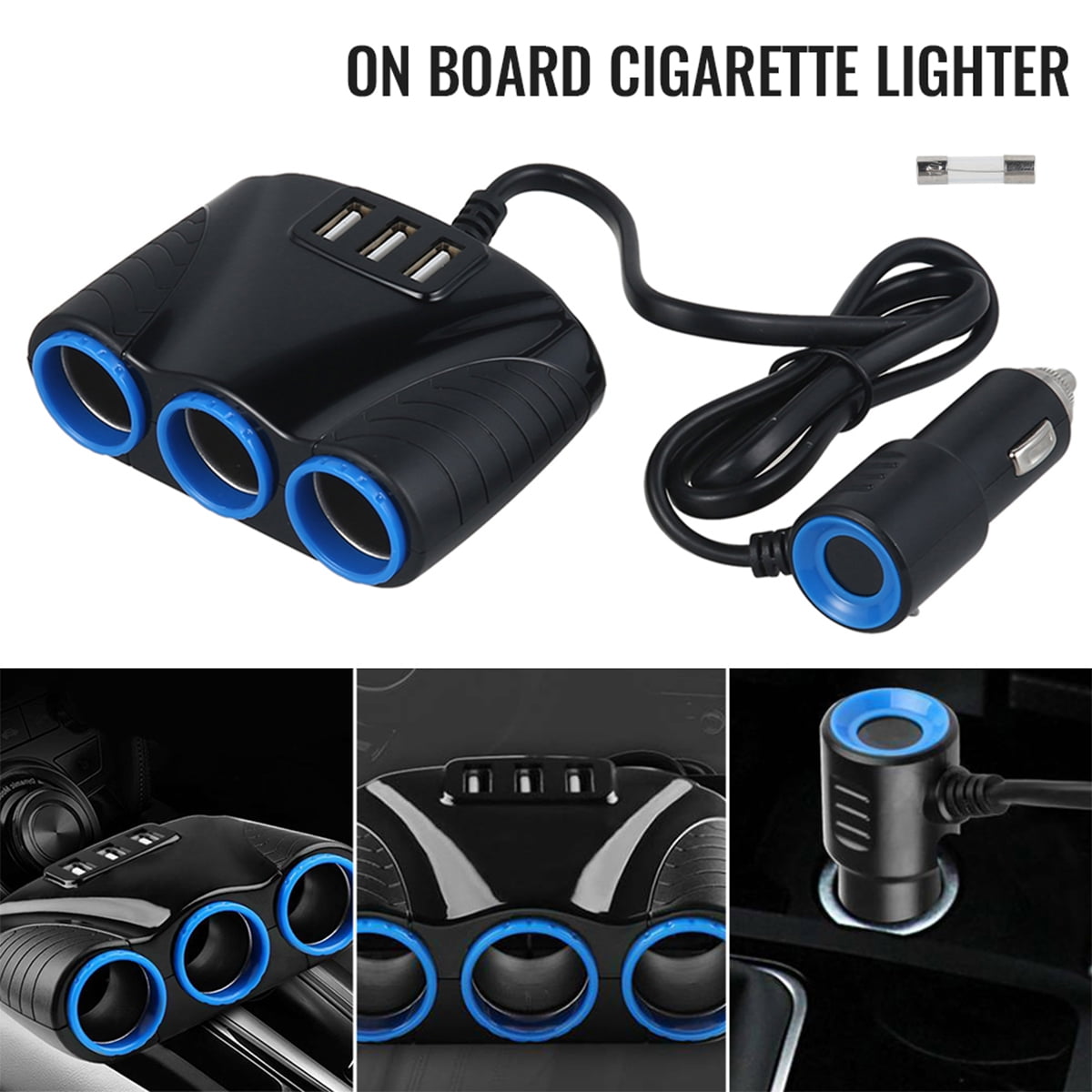 Deuson 3 Way Cigarette Lighter Adapter 120W Car Cigarette Lighter