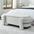 thumbnail image 5 of Rectangular Linen Storage Bench, Flip-top Upholstered Bench for Bedroom End of Bed, Storage Chest Box with Seat, Home Office, Living Room, Hotel, Apartment, White, 5 of 9