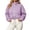 Purple, variant on Women's Fall Cropped Sweatshirts Lightweight Stand Collar Full Zip Long Sleeve Coat Loose Casual Drawstring Hem Solid Color Outerwear with Pockets XL