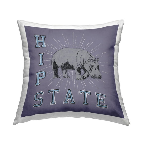 Stupell Industries Vintage Hippo State Decorative Printed Throw Pillow Design by Spirit Animals/Life Is High.