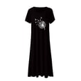 thumbnail image 3 of Black and Friday Deals under 10.00 LYXSSBYX Womens Dresses Short Sleeve Clearance Womens Beach Pullover Boho Sundress Short Sleeve Loose Long Dress, 3 of 5