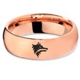 thumbnail image 2 of Tungsten Wolf Wolfpack Pack Canine Dog Band Ring 7mm Men Women Comfort Fit 18k Rose Gold Dome Polished, 2 of 4
