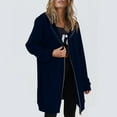 thumbnail image 3 of YUEJUIR Women's Zip Up Hoodies Oversized Fleece Long Tunic Sweatshirts Casual Long Sleeve 2024 Fall Hoodie Jacket Coat (Navy Blue,L), 3 of 4