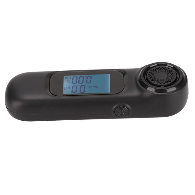 Alcoholímetro portátil negro sin contacto de alta precisión, recargable por USB, con pantalla LCD digital