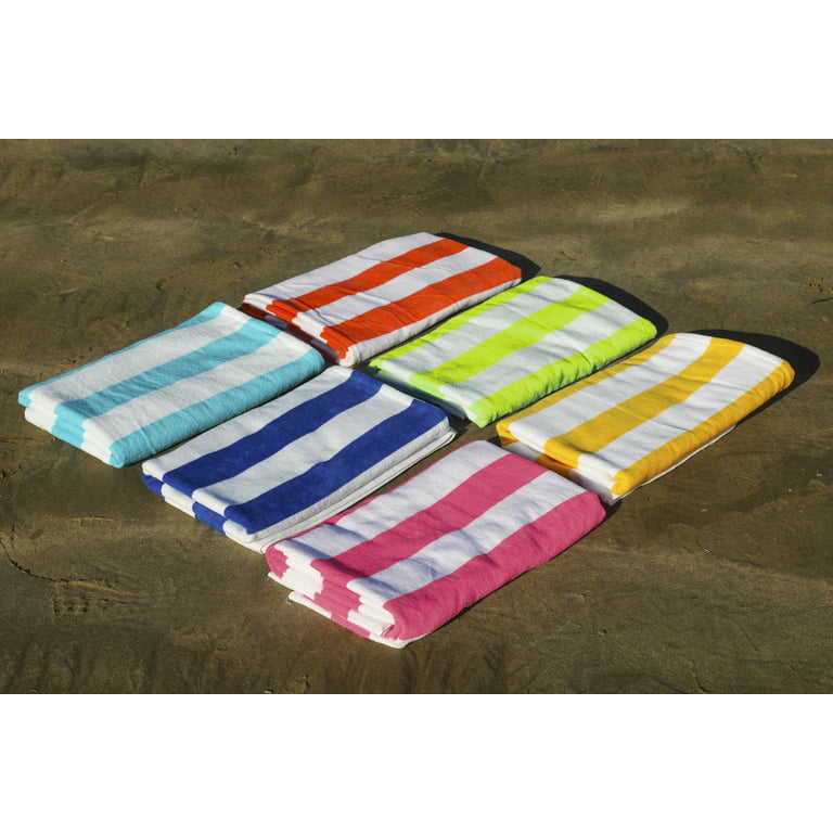 Eco Melange Bath  36x68 Cabana Stripe Beach Towel Lime • Merethe