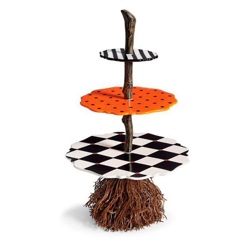 Halloween Broomstick Snack Bowl Stand 3Tier Tray Stand Snacks Candy