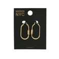 thumbnail image 2 of Madden NYC Women's Gold Tone Carabiner Hoop Earrings, 2 of 4