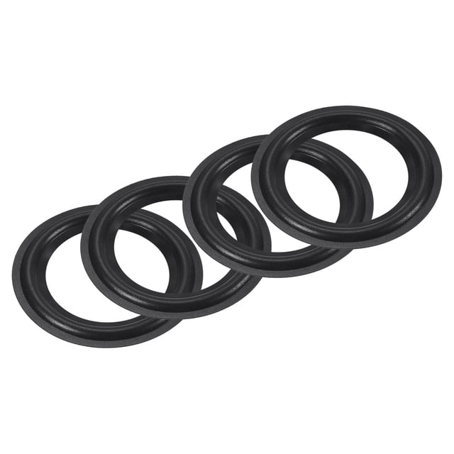 Unique Bargains Rubber Speaker Foam Edge Surround Rings 4.5 Inch 74mm x 115mm Subwoofer Rings for Repair or DIY Black 4 Pcs