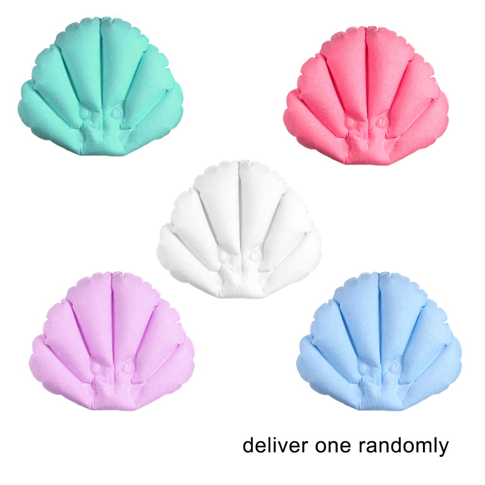 Details about   Home Spa Shell Inflatable Bath Pillow Neck Cushion Terrycloth Suction Cups Li 
