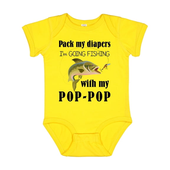 Inktastic Pack My Diapers I Am Going Fishing with Pop-pop Boys or Girls Baby Bodysuit