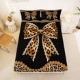 thumbnail image 5 of Erosebridal Fashion Leopard Print Bowtie Kids Bed Sheets,Cheetah Pattern Theme Bowknot King Sheets For Girls 4pcs, 5 of 6