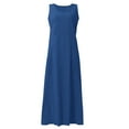 thumbnail image 7 of Susanny Summer Dresses for Women 2023 Plus Size Sleeveless Flowy Boho Maxi Dresses Boho Tank Long Formal Dress Floral Cotton Linen Sun Dresses for Women with Pockets Blue 4XL, 7 of 7