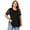 1# Black, variant on LapaPlus Plus Size Tops for Women Swinging Collar Lace Short Sleeve Ruched Summer Pullover Tunic Blouse
