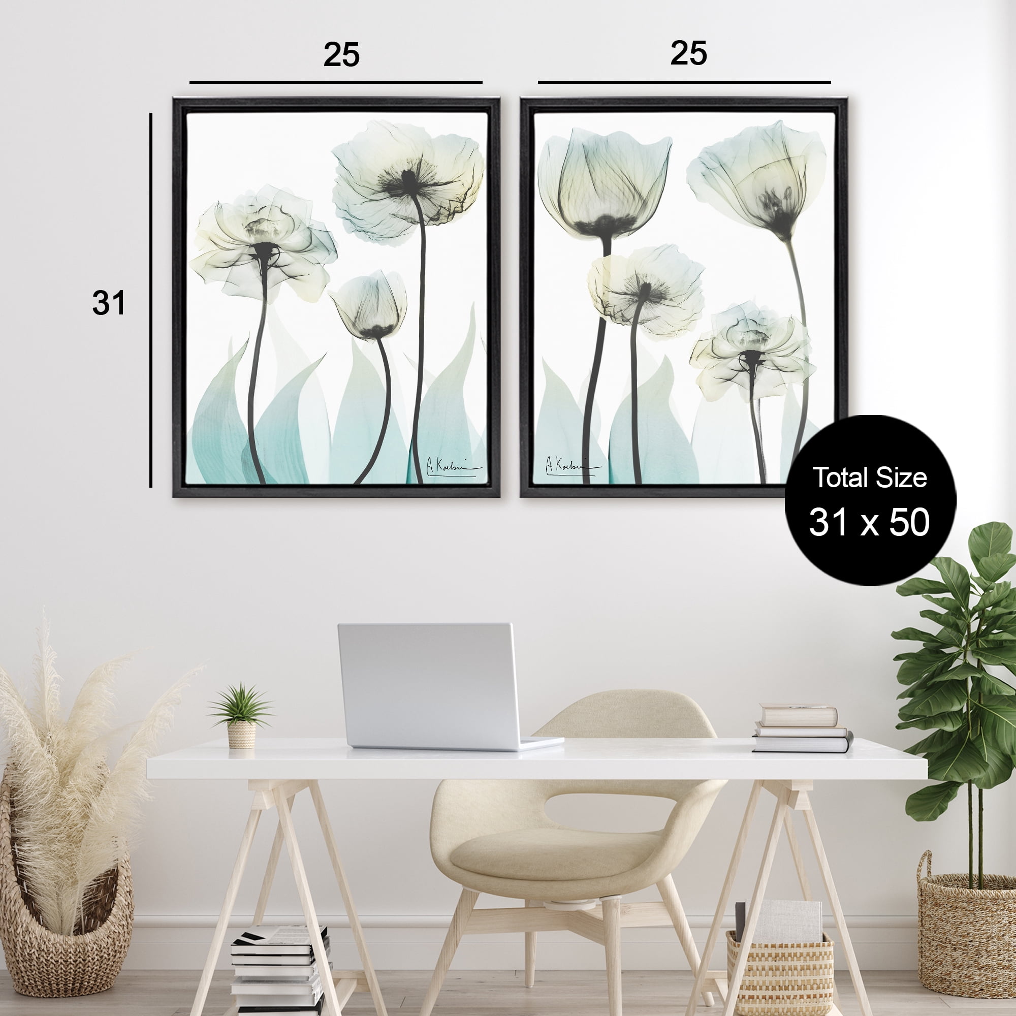 Stupell Industries Luxury Of Creation Flowers 2 Piece Black Framed Floater Canvas Set, design by Albert Koetsier