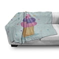 thumbnail image 3 of Cupcake Soft Flannel Fleece Throw Blanket, Unicorn Cake with Fairy Rainbow Horn over It with Stars and Dots Girls Fantasy, Cozy Plush for Indoor and Outdoor Use, 60" x 80", Multicolor, by Ambesonne, 3 of 6