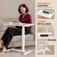 thumbnail image 5 of Mobile Small Standing Desk with Hidden Wheels, Pneumatic Laptop Desk, Rolling Computer Cart Movable, Portable Rolling Computer Sit Stand Side Table for Couch, Home, Office, White, 5 of 7