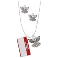 thumbnail image 1 of Delight Jewelry Acrylic Red "Hello" Name Tag Silver tone Guardian Angel Charm Necklace and Stud Earrings, 1 of 4