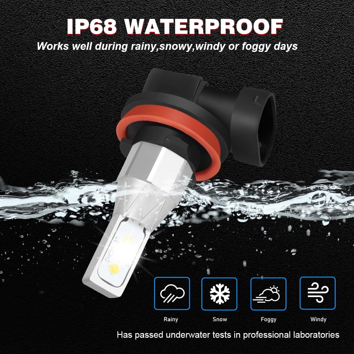 For Pontiac Sunfire 2003-2005 LED Headlight Bulbs H11 High Beam and H11 Low Beam 4pc