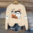 thumbnail image 5 of Sweatshirts Jacket for Women Plus Size Halloween Cute Ghost Printed Long Sleeved Round Neck Loose Fitting Sweatshirt Khaki L, 5 of 6