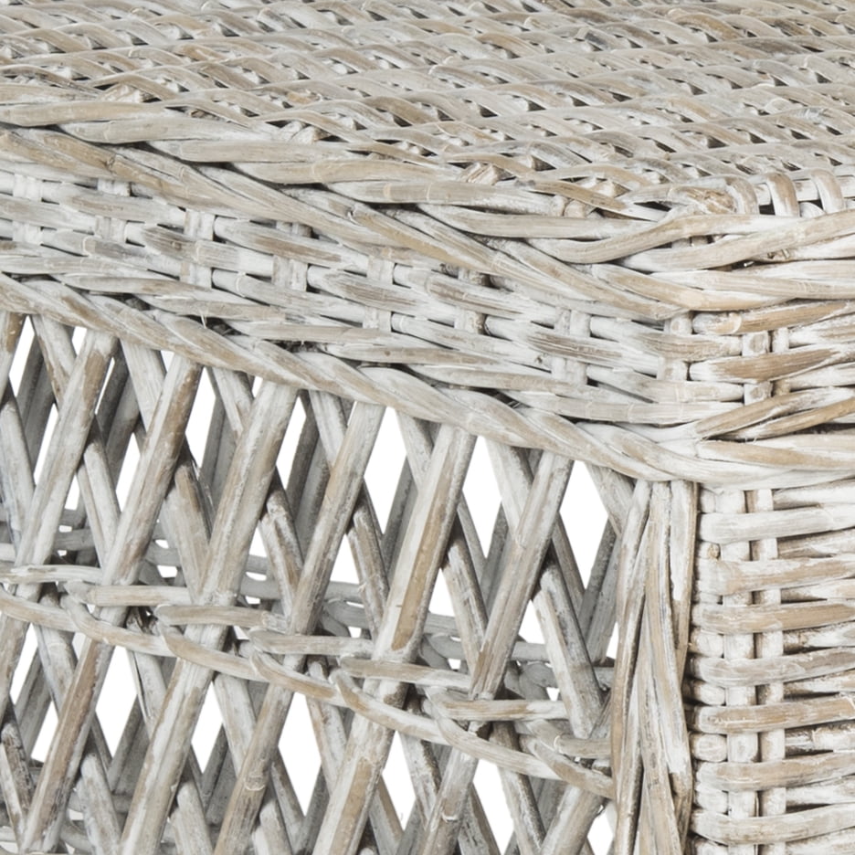 SAFAVIEH Shila Nautical Wicker Coffee Table, White Wash