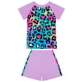 thumbnail image 5 of Hiijoy Big Girls Short Sleeve Rash Guard Shorts Swimsuit Leopard Bathing Suit, 2-Piece, 5 of 8