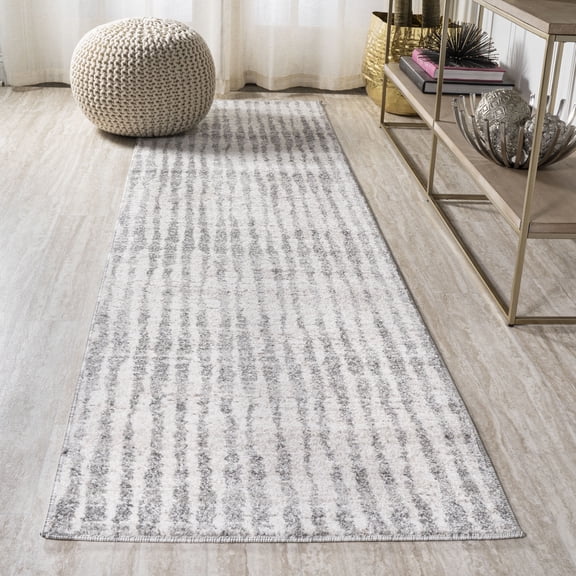 JONATHAN Y MOROCCAN HYPE 2 x 8 Runner Rug, Skoura Bold Stripe - Beige/Dark Gray, MOH305A-28