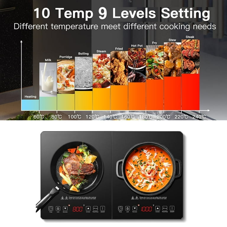 Griddle Induction Cooktop Cooking On Burners AMZCHEF 1800W Dual