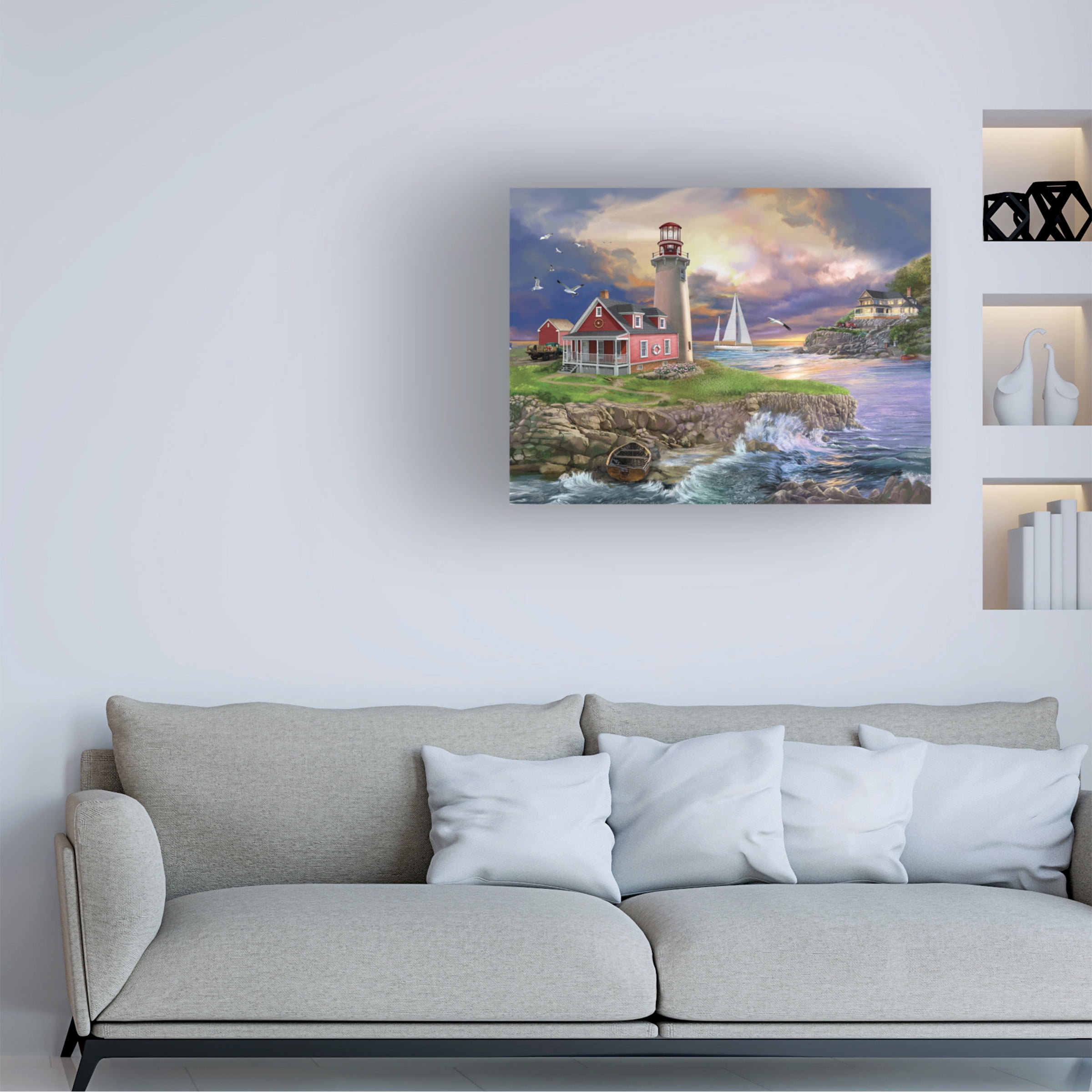 Bigelow Illustrations 'Sunset Point Lighthouse' Canvas Art