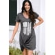 thumbnail image 3 of ABPHQTO Vestido De Mujer Con Nudo Lateral Triblend Con Estampado De Bandera Vintage Negro, 3 of 5