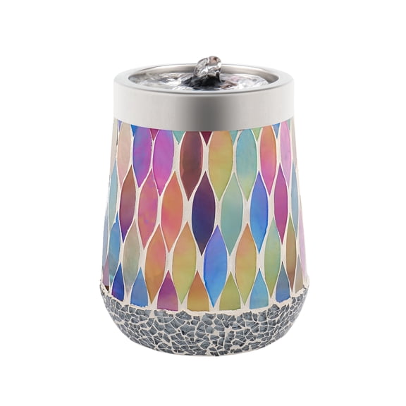 VOREEN Mosaic Tabletop Water Fountain, 20OZ Stress Relief Aromatherapy & LED Color Therapy Ultra Quiet, Indoor Zen Relaxation for Office&Home