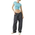 thumbnail image 3 of xiaxaixu Women Short Sleeve Crop Tops Solid Color Crew Neck Slim Fit Knitted Ribbed T-Shirts Summer Exposed Navel Shirts, 3 of 5