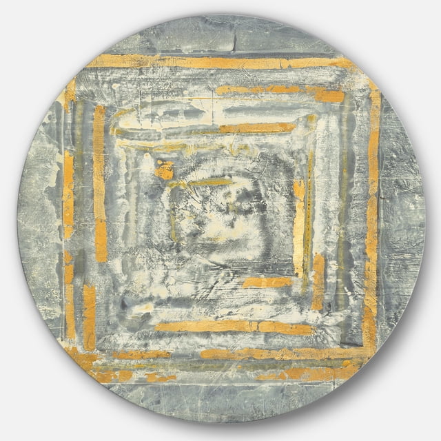 Designart 'Gold Glam on Grey Tapestry II' Art Mural en Métal Cercle