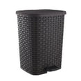 thumbnail image 4 of Superio Small Outdoor Trash Can with Lid for Dog Poop 27 Liter - 6.8 Gallon White Plastic Wicker Mini Waste Basket, 4 of 5