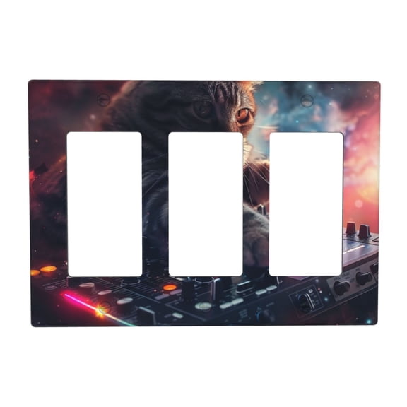 Cat Dj Switch Cover Decorative Wall Plate 3-Gang Standard Size