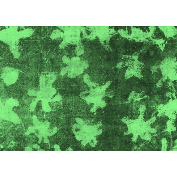 Ahgly Company Indoor Rectangle Abstract Emerald Green Modern Area Rugs, 7' x 10'