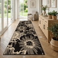 thumbnail image 3 of Findosom Runner Rug for Hallway 3x8 ft,Non-slip Machine Washable Runners Flower Floor Mats Low Pile Carpet Rug Runner with Rubber Backing for Entryway Doormat Bathroom Kitchen Laundry Room,Black, 3 of 8