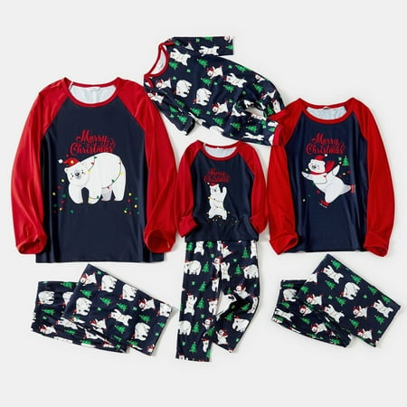 

Leutsin Christmas Baby Printed Xmas Family Matching Conjoined Home Pajamas Set