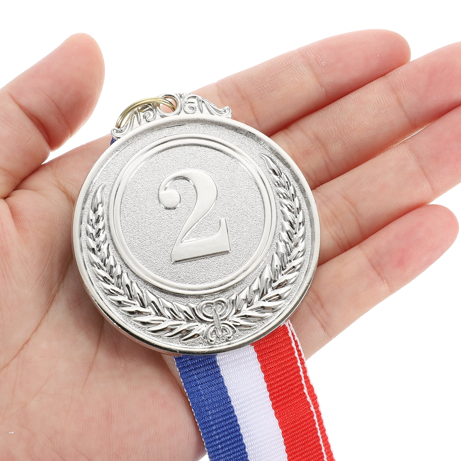 Uxcell 2 Inch Award Medals, 12 Pack Silver Medal Winner Award Prizes Frosted with Neck Ribbon