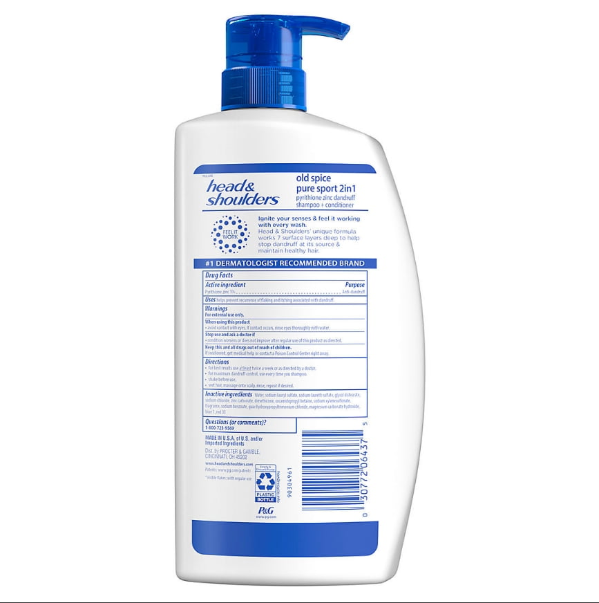 Head and Shoulders Men's 2-in-1 Dandruff Shampoo and Conditioner - Old Spice Pure Sport, 40 oz.