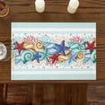 thumbnail image 2 of Summer Ocean Beach Teal Placemats Set of 6 Washable Table Mats for Kitchen Dining Table, Heat-Resistant Cotton Linen Place Mats for Indoor Outdoor Parties Holiday Decoration, Starfish Shells Coral, 2 of 8